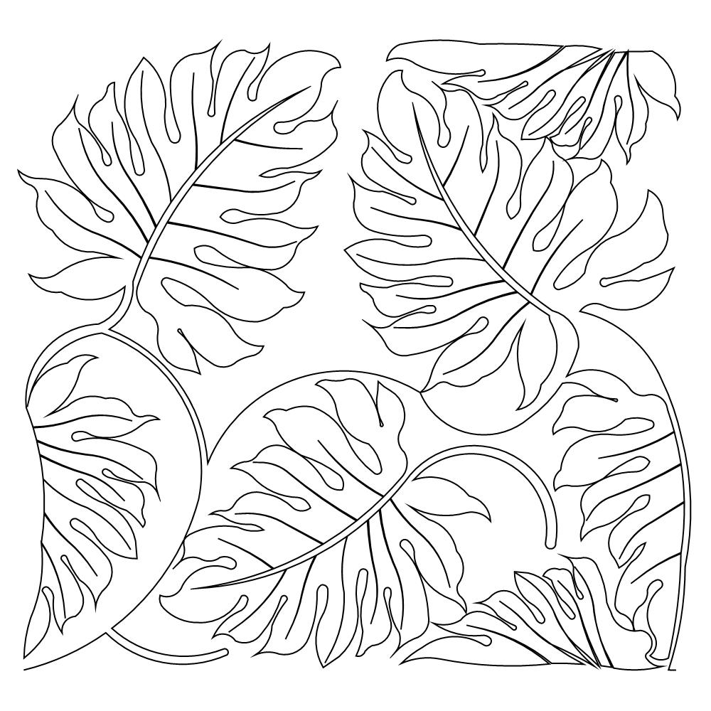 Jungle leaves coloring page | Leaf coloring page